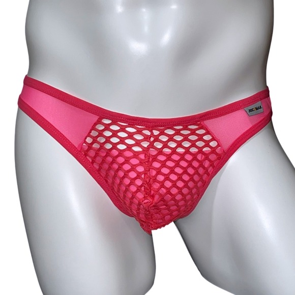 Jockmail Mesh Fishnet Sheer Thong Rose Red (Hot Pink) Size XL (32-34) JM220 NWT - Picture 1 of 12
